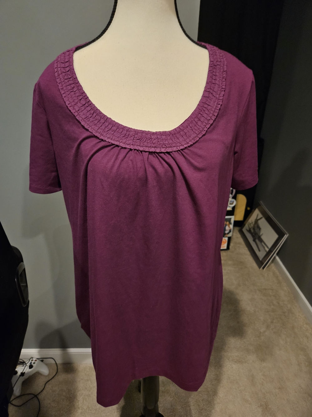 Eddie Bauer Short-Sleeve Scoop Neck Top in Plum
